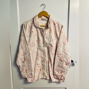 L.L. Bean Pink Floral Cotton Flannel Pajama Top Size XL
